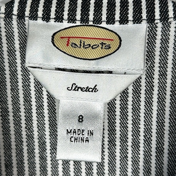 Talbots Black and White Striped Jean Jacket Blazer Size 8 - Picture 8 of 13